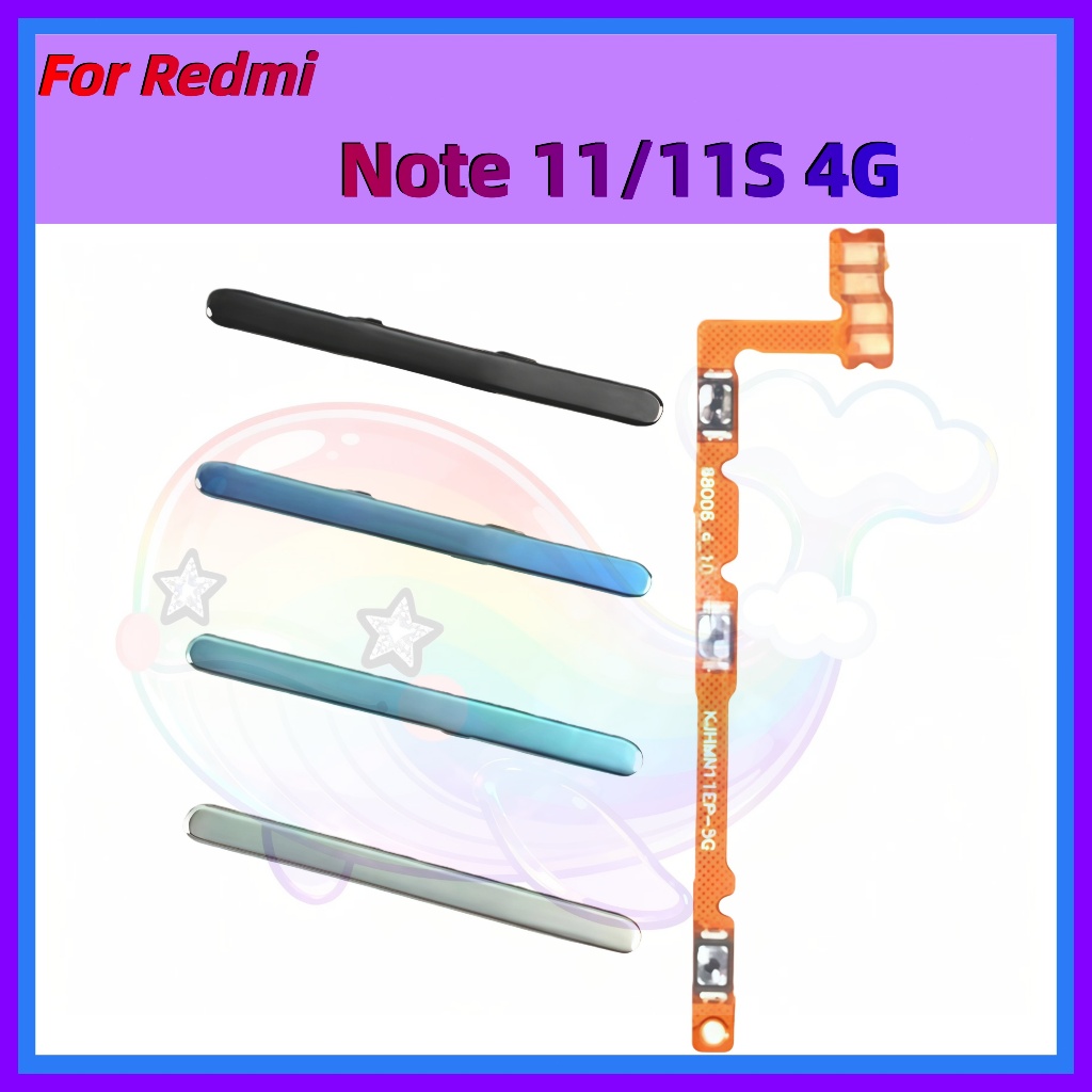 สําหรับ Xiaomi Redmi Note 11 11S 4G ปุ่มด้านข้าง Flex Cable Keys ปุ่มปิดระดับเสียงปุ่มขึ้นและลงด้านข้างอะไหล่ทดแทน