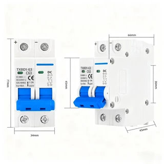สวิตช์แบตเตอรี่เบรกเกอร์ พลังงานแสงอาทิตย์ 2P DC MCB 1000V AC 400V 63A/ สําหรับระบบ Photovoltaic PV