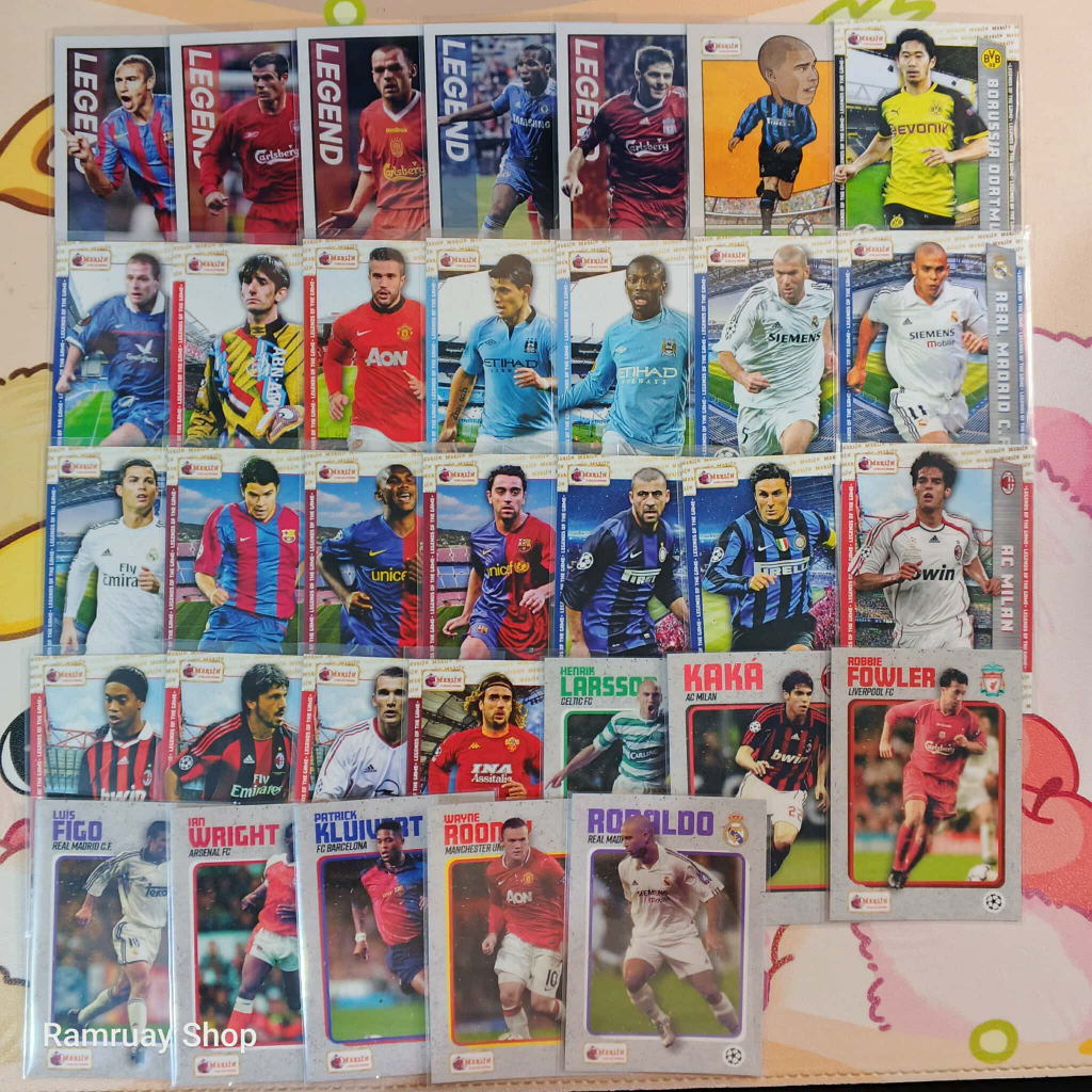 Topps การ์ดนักบอล Merlin’s Heritage ตำนาน EPL Calcio Laliga ตำนาน Ronaldo, Ronaldinho, Kaká, Rooney ของแท้ ส่งไว ราคา ถูกที่สุด ดีลบีเคเค