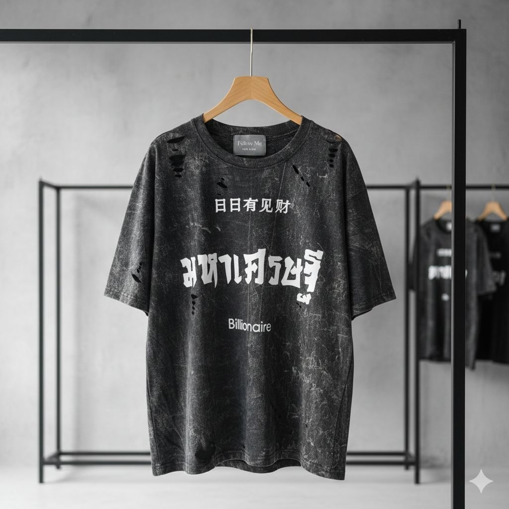 เสื้อฟอก โอเวอร์ไซส์ มหาเศรษฐี งวดนี้รวย อก44-46" ยาว28" เสื้อคนขายลอตเตอรี่