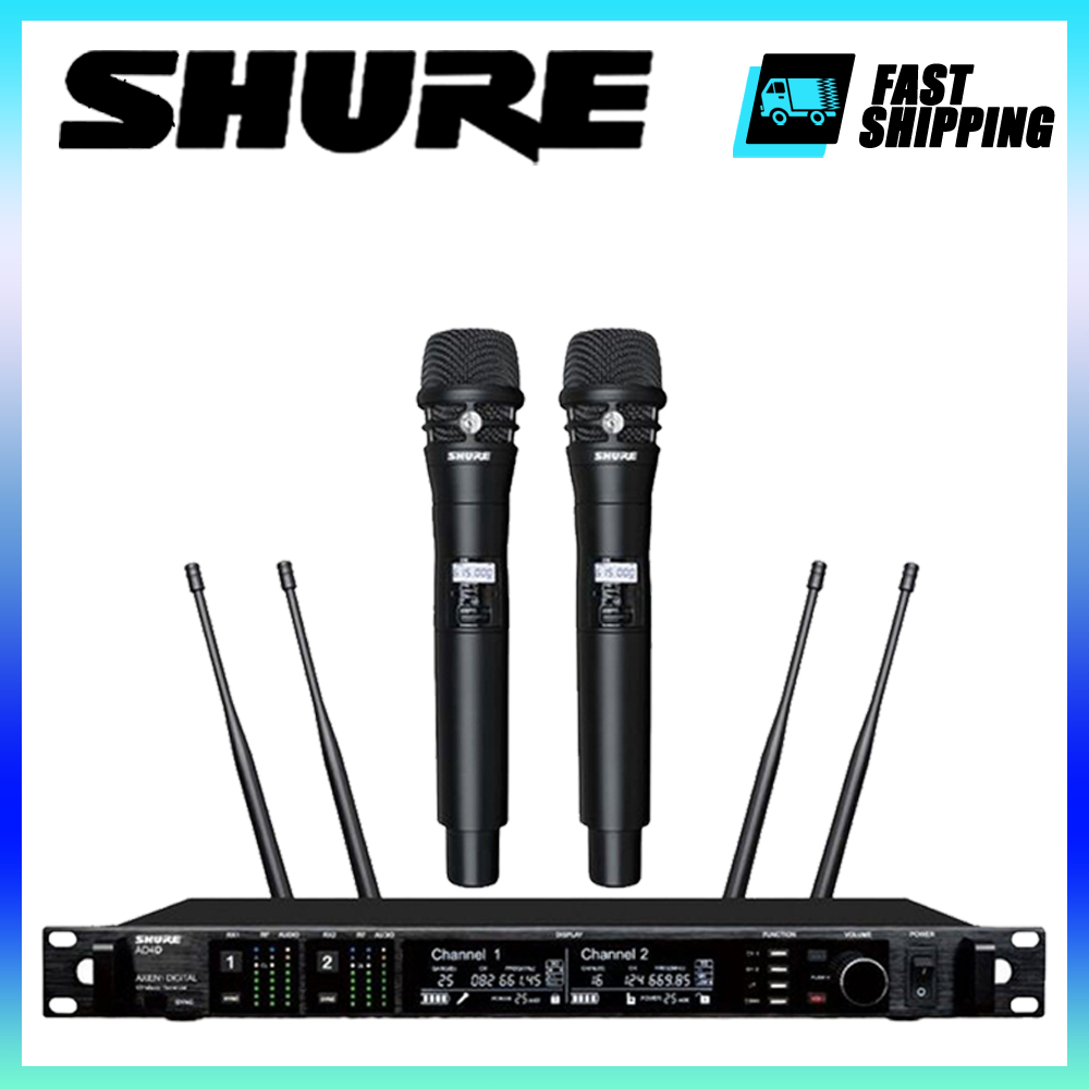 Shure AD4D/KSM8 Stage ระบบไมโครโฟนไร้สาย, ไมโครโฟนไร้สาย UHF 2 ช่อง, ไมโครโฟนไร้สายแบบโลหะ