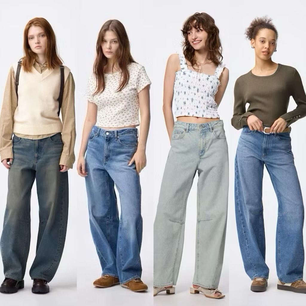 [พร้อมส่ง ] GU Barrel Leg Jeans สุดฮิต ของแท้