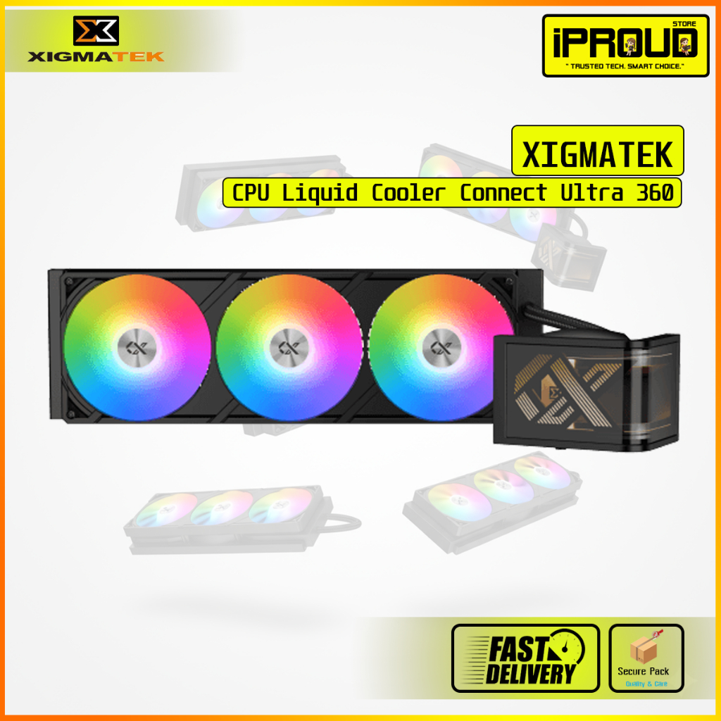 XIGMATEK Connect Ultra 360 Black | ชุดน้ำปิด AIO 360mm จอ AMOLED โค้ง 6.8 นิ้ว Full HD+ ARGB PWM