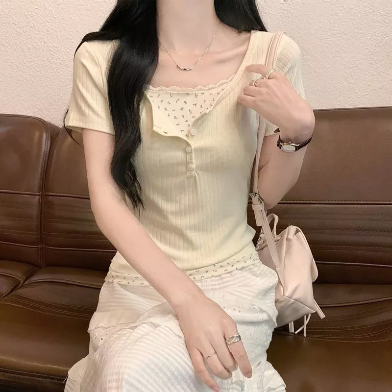 ชุดเสื้อแขนสั้นสองชิ้นลายพิมพ์ดอกไม้ thumbnail 4