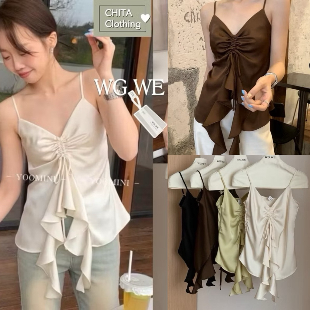 📍พร้อมส่ง📍8206💌เสื้อสายเดี่ยว รูดอก งานซิปข้าง สายปรับได้ TAG:WG.WE 🇰🇷