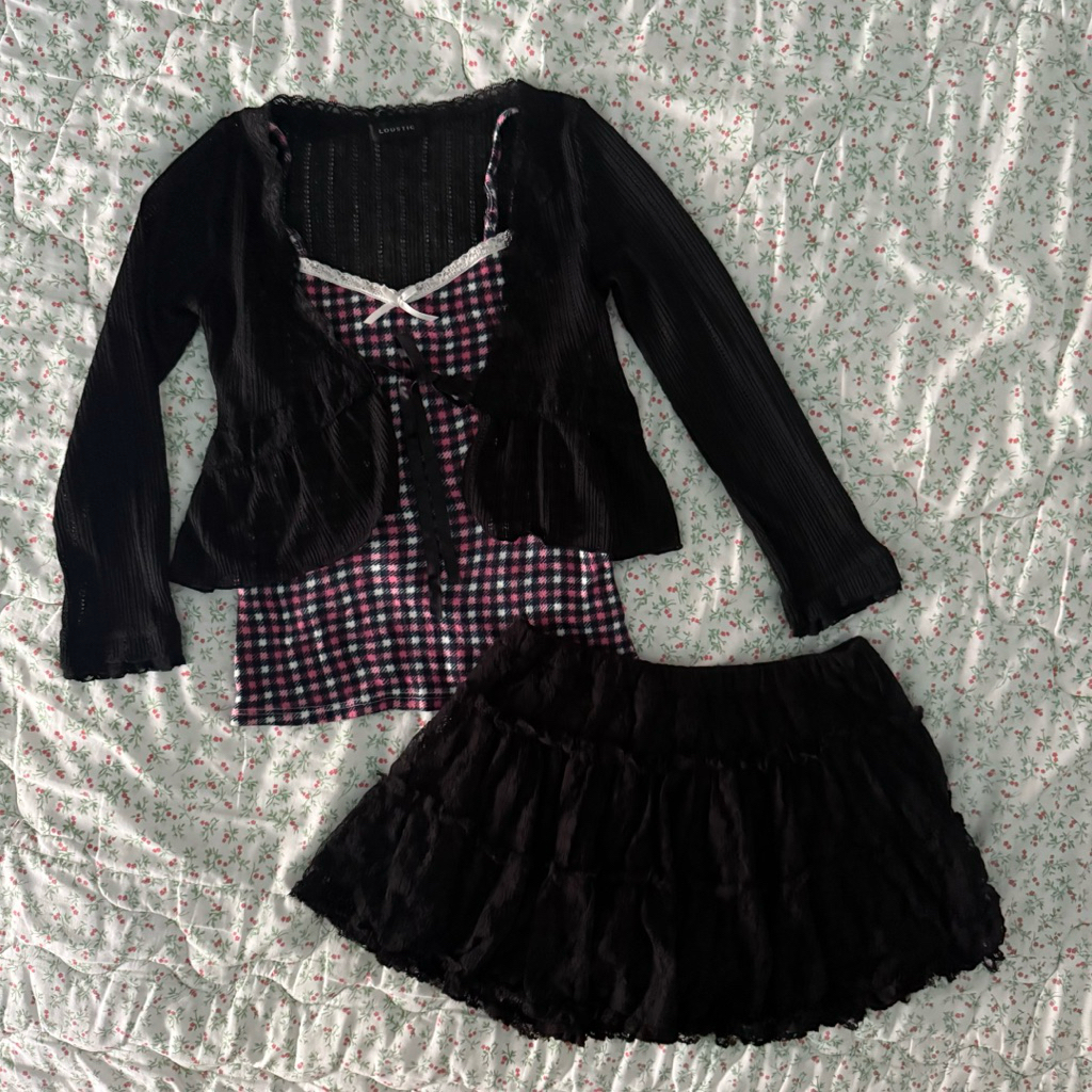 [มือ 2] set 3 pieces *รายละเอียดอยู่ในคำอธิบาย* สไตล์ dark coquette grunge