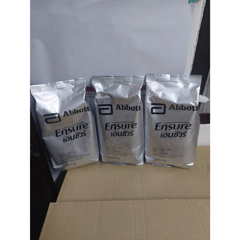 เอนชัวร์ ensure กลิ่นวนิลา ชนิดถุงเติม แบ่งขาย ขนาด400 กรัม x จำนวน3 ถุง
