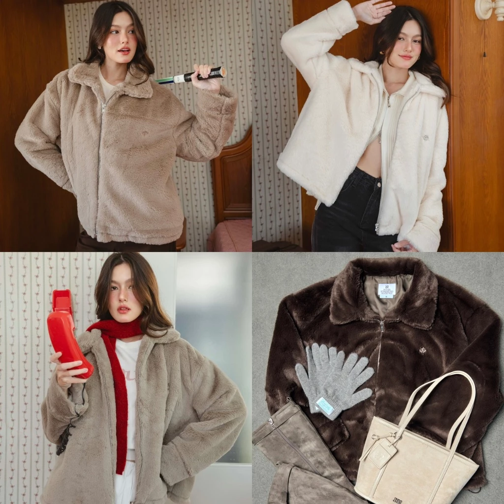 CHUUCHOP - Fluffy jacket เสื้อแจ็คเก็ตแขนยาว ขนนุ่มฟู มี 3 สี กันหนาวได้ 10 องศา (C7952)