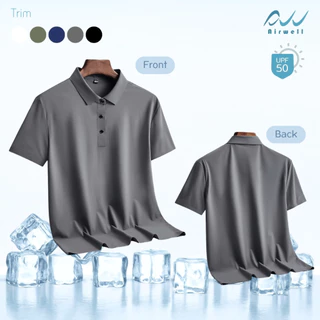 AIRWELL เสื้อยืดคอปก ติดแอร์ รุ่น TRIM ลายตาราง กันUV ใส่สบาย ไม่ต้องรีด ตัดเย็บอย่างดี เย็นกว่าเสื้อทั่วไปถึง-8 ํc