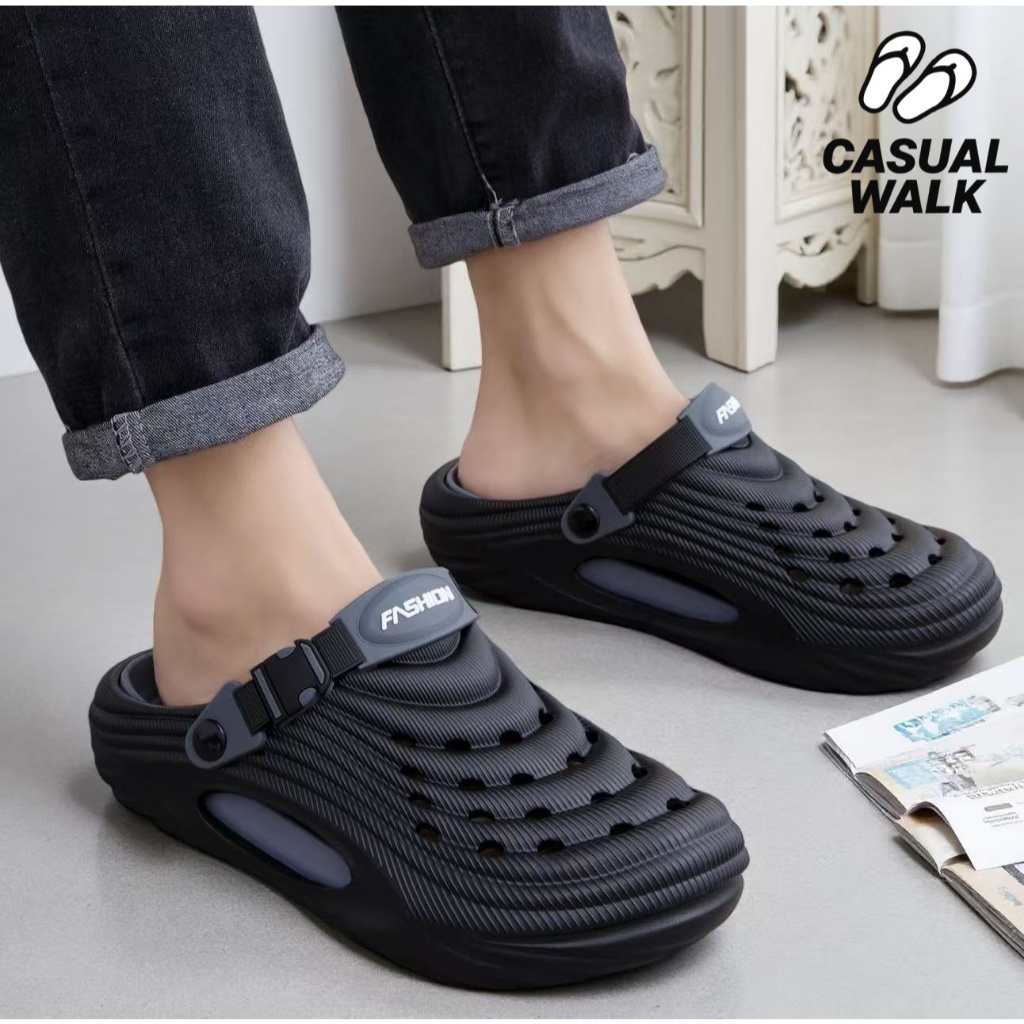 Casual walkรองเท้าผู้ชาย EVA แบบสวม พื้นนุ่ม ระบายอากาศดี มีสายปรับได้ ไซซ์ 39-44
