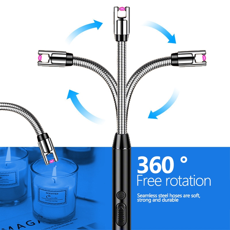 【พร้อมส่ง】ปืนจุดไฟไฟฟ้า ชาร์จ USB ปรับ 360° ใช้งานมีลมก็ได้ ปลอดภัยไร้ก๊าซ สำหรับจุดเตาแก๊สและเทียน ราคา ถูกที่สุด ดีลบีเคเค แกลเลอรีภาพที่ 5