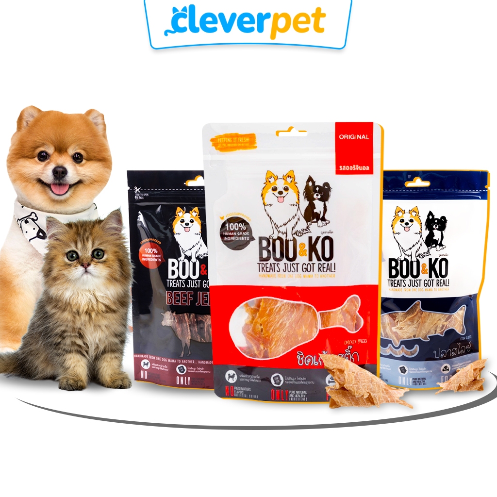 [ส่งฟรี🇹🇭] Boo Ko ขนมสุนัข แมว ขนมไก่อบแห้ง เนื้อวัวอบบแห้ง เนื้อปลาอบแห้ง Dog Treat CleverPet