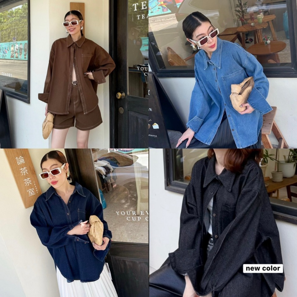 ส่งด่วน 🛵 #02 STUDIOX2 Oversize Denim Shirt  เสื้อเซิ้ตยีนส์ฟอก ทรงโอเวอร์ไซส์ ดีเทลกระเป๋าใหญ่ที่อก