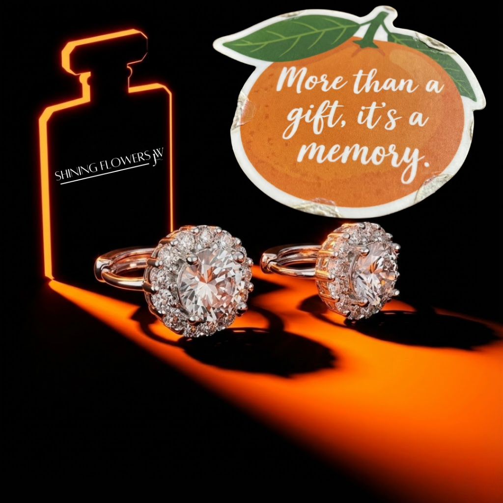 OUTLETS ล้างสต็อกจากโรงงานตรง ต่างหู Shining Flowers ของขวัญให้แฟน ต่างหูเพชร Valentine ของขวัญ