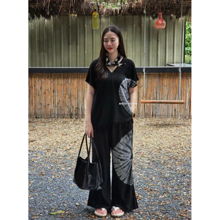 ชุดมัดย้อมคอกระเหรี่ยงขายาว