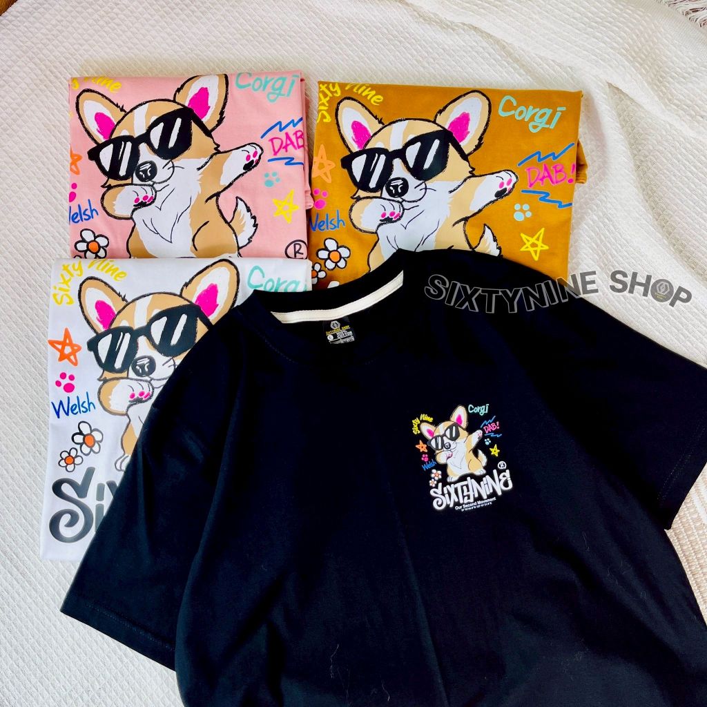 เสื้อยืดผ้าคอตตอน M-4XL พิมพ์ลาย " คอกี้ แด็บ" พร้อมส่ง