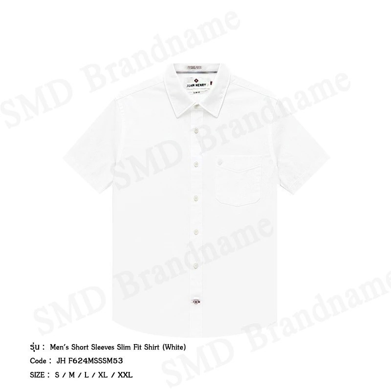John Henry Men's Short Sleeves Slim Fit Shirt (White) — အမျိုးသား အင်္ကျီလက်တို (အဖြူ) JH F624MSSSM53