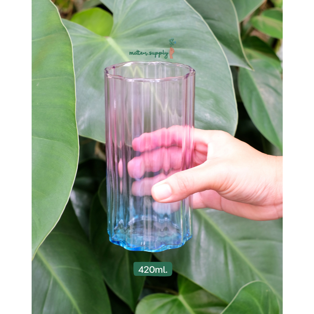 Petal glass แก้ว ใส ทรงสูง ลายลอน น้ำ กาแฟ รูปที่ 5