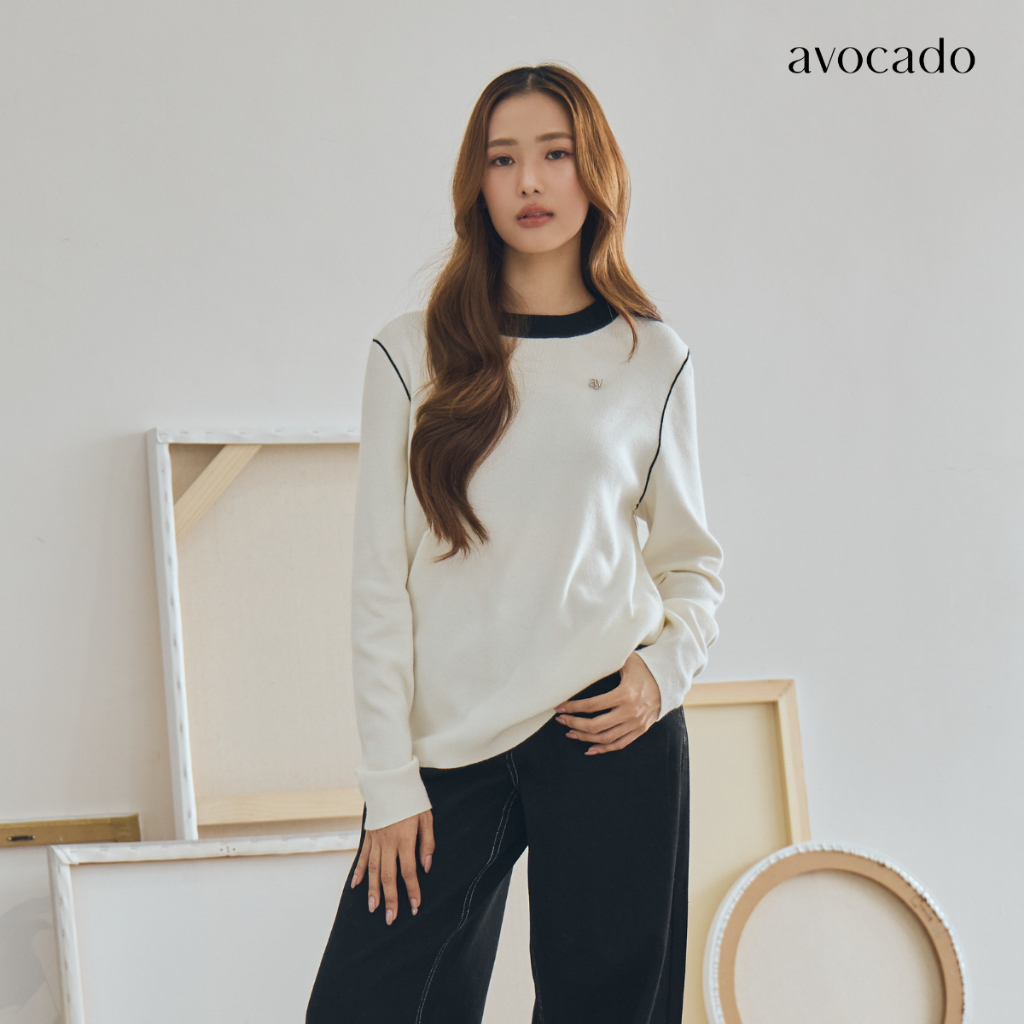avo เสื้อสเวตเตอร์ไหมพรมคอปีน pieta knit sweater