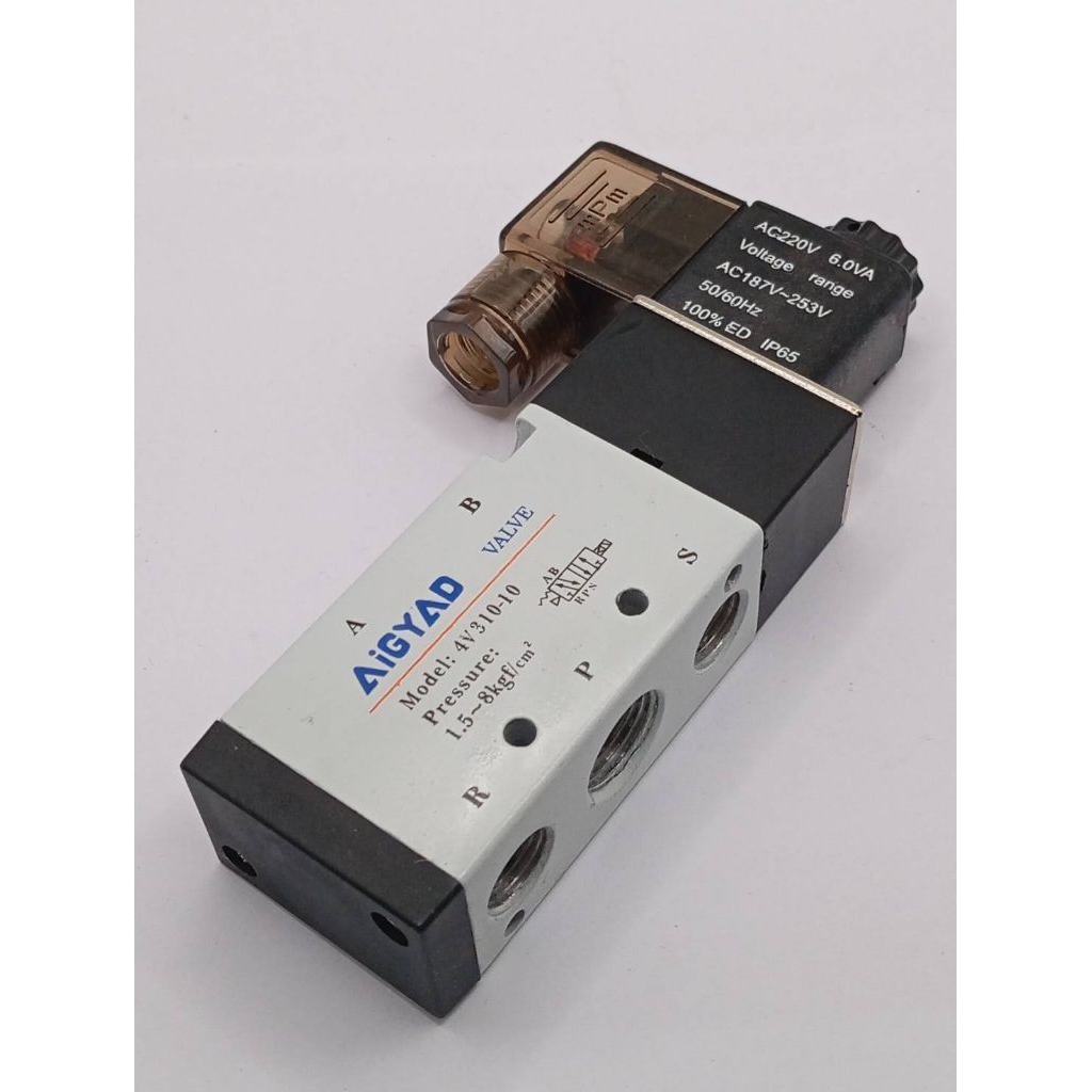 โซลินอยด์วาล์ว รุ่น 4V310-10 (Port 3/8") 5/2 Single Coil Solenoid Valve 4V310-10 มี voltage ให้เลือก