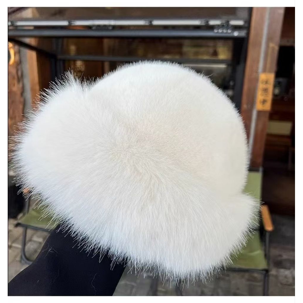 พร้อมส่งจากไทย หมวกบักเก็ต หมวกไหมพรม หมวกขน ฟูๆ ขนนุ่ม กันหนาว - รูปที่ 6