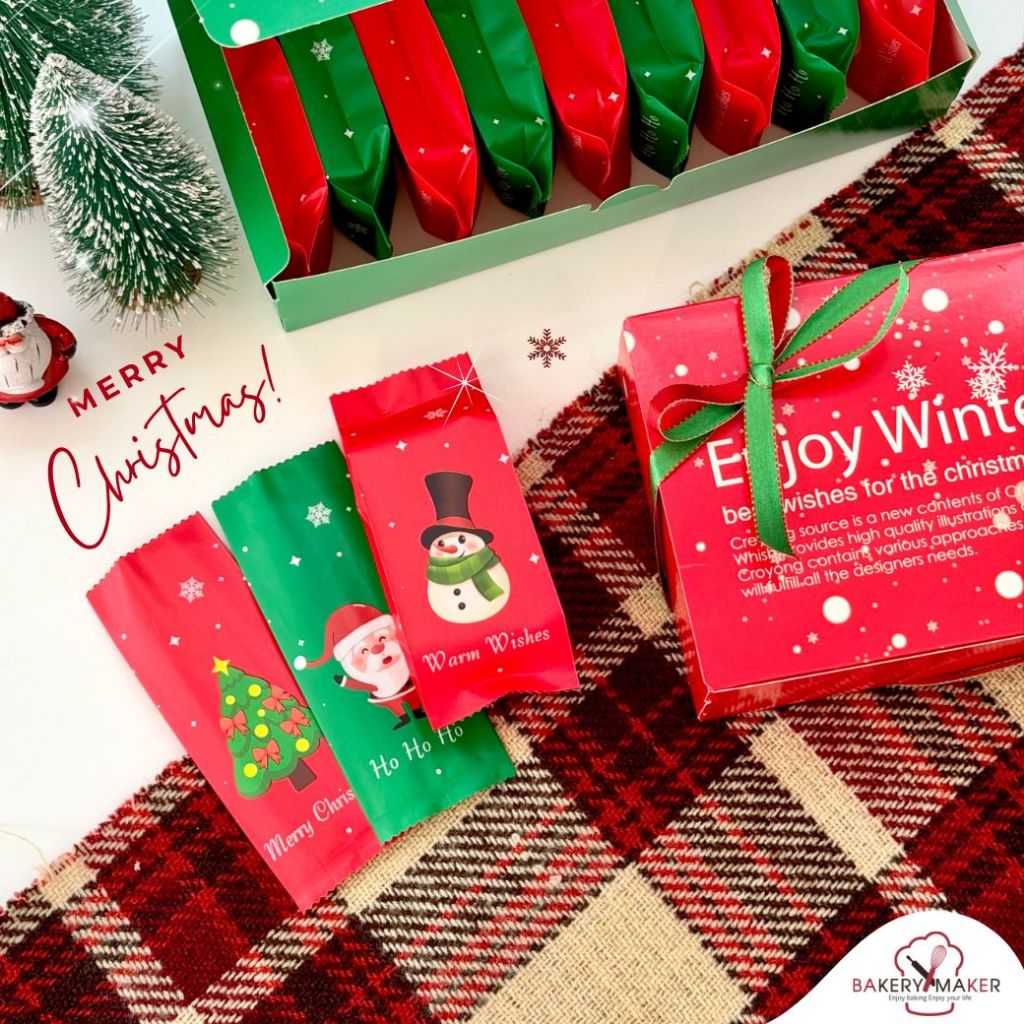 ถุงซีลขยายข้างทาร์ตสับปะรด ลายคริสมาส Christmas คละ 3 ลาย (50 ใบ)
