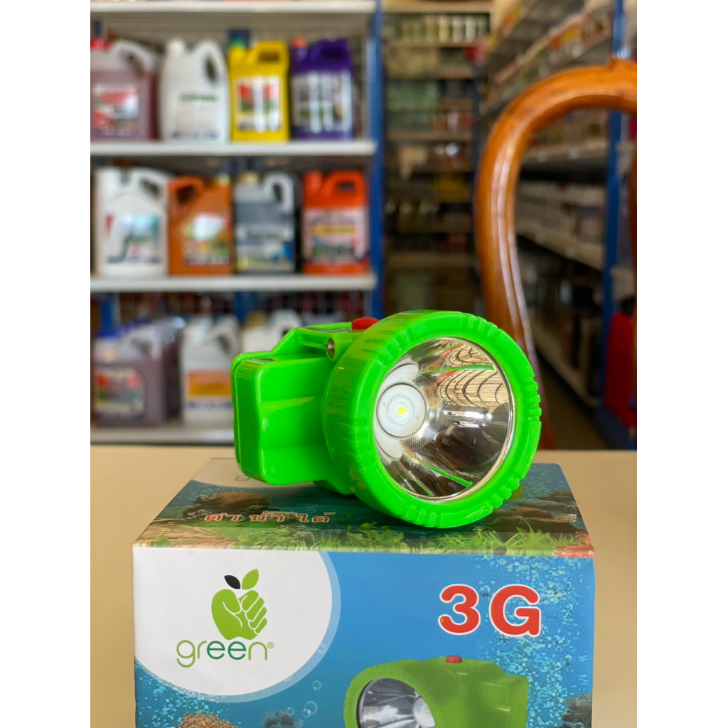 ไฟฉายคาดหัว หน้าไฟส่องกบAppe green(แอปเปิ้ลกรีน)รุ่นดำน้ำได้ 3G กันฝนได้100%มี2แสง(สีส้มเเสงเหลือง-สีเขียวเเสงขาว)