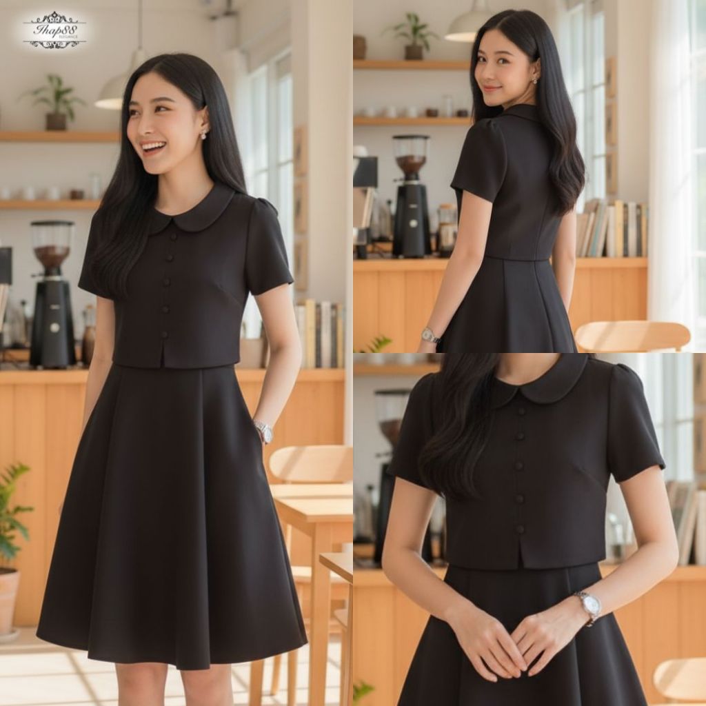 AG (พร้อมส่งด่วน) ชุดเดรสงานพรีเมียม ผ้าอัดกาว พร้อมซับในทั้งตัวผ้าดี งานสวย แพทเทริน์เป๊ะ ยาว39 นิ้ว ส่งฟรีมีปลายทาง