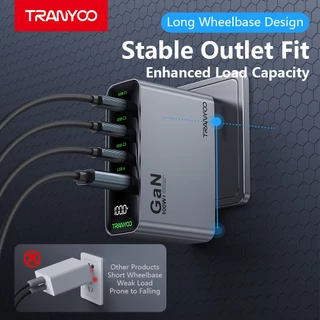 TRANYOO US10 TIS Certified 4-Port 100W GaN Ultra-Fast Charger with Digital Display; GaN Charger 240W Charging Cable