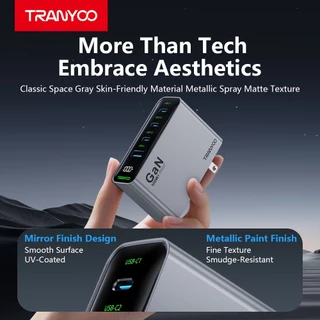 TRANYOO US10 TIS Certified 4-Port 100W GaN Ultra-Fast Charger with Digital Display; GaN Charger 240W Charging Cable
