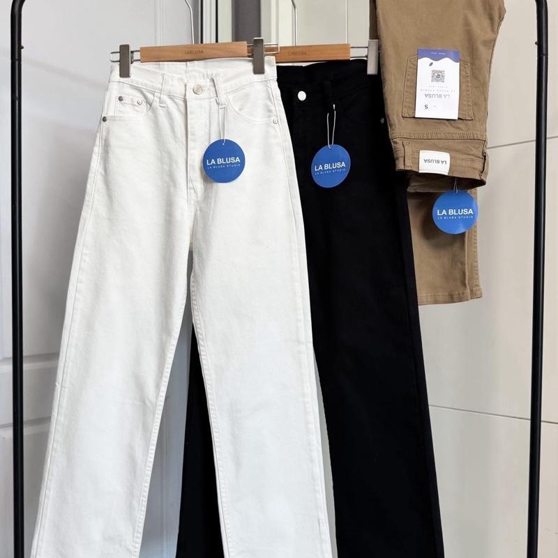 LABLUSA – LBSX08 : กางเกงขายาวทรงกระบอกกลางผ้ายืดสวมใส่สบาย เก็บทรงสวย
