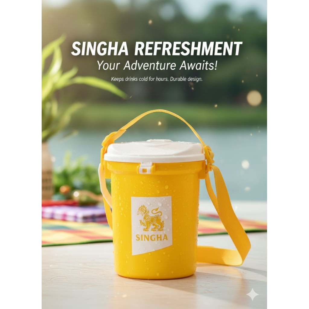 มีแค่3ชิ้น🍻 กระติกน้ำแข็ง Singha 0.9ลิตร (มีสายสะพาย) ถังแช่ กระติกหิ้ว สำหรับแคมป์ปิ้ง ปาร์ตี้ริมทะ