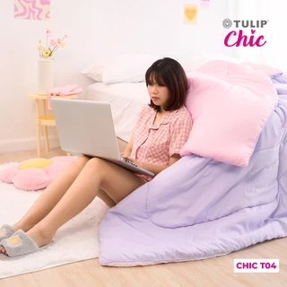 TULIP CHIC ผ้าห่มนวม ทูโทน สีม่วง-ชมพู สีพื้นพาสเทล CHIC T04 ผ้านวมหนานุ่ม ห่มสบาย สไตล์มินิมอล