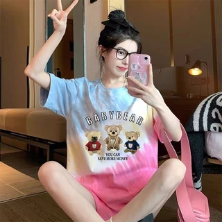เสื้อมัดย้อมไซส์ใหญ่ อก 60 oversize เสื้อผ้าสาวอวบน่ารักๆ เสื้อโอเวอร์ไซส์ผู้หญิงวินเทจสไตล์เกาหลี ผ้าใส่สบายโมนิ่ม 3XL