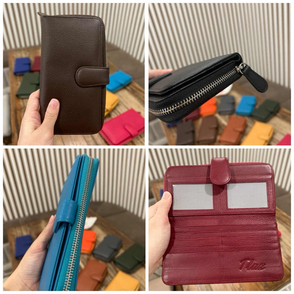 TLux item 77 หนังวัวชามัวร์พ่น กระเป๋าสตางค์หนังแท้ใบยาว หนังวัวแท้ กระเป๋าสตางค์ซิปรอบ ใส่บัตรได้เยอะ ใส่แบงค์ได้มาก - รูปที่ 2