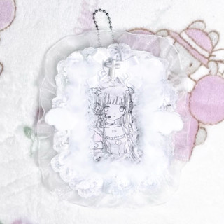 จัดส่ง 1-3 วัน เฟรมการ์ดลูกไม้ขาว สำหรับรูปภาพ จี้ห้อยกระเป๋…