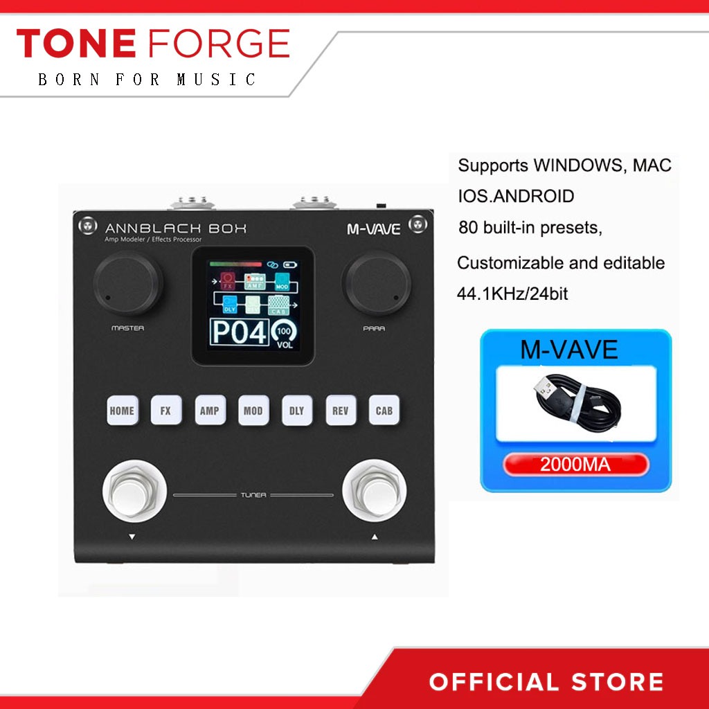 M-VAVE Annblackbox Multi-Effects Pedal Blackbox- Guitar/Bass Amp Simulator W/80 รีเซ็ตได้, 6 FX & แบ