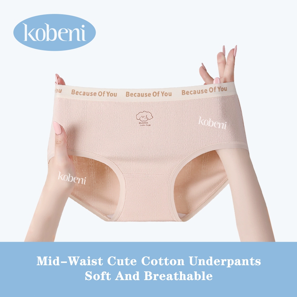⭐KOBENI⭐กางเกงในผู้หญิง กางเกงชั้นใน ไร้ขอบเอวกลาง ขอบเอวตัวอักษร ลายการ์ตูนน่าร