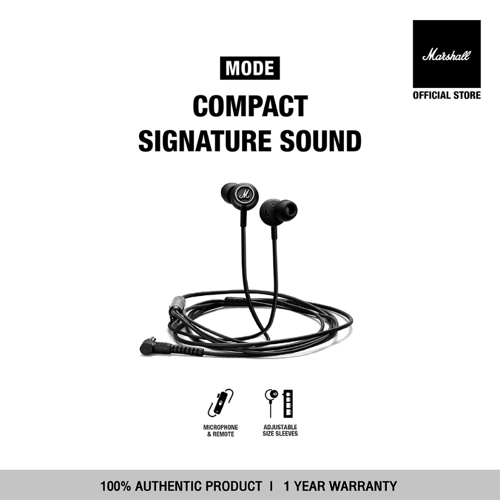 MARSHALL Mode Black & White - รับประกัน 1 ปี + ส่งฟรี - หูฟัง, หูฟังอินเอียร์, ห