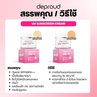 Deproud Official Store - ( ช้อปปี้การันตี ) ดีพราวด์ ) - SPF50 PA+++ ครีมกันแดดหน้า 2 กระปุก (ไลฟ์)
