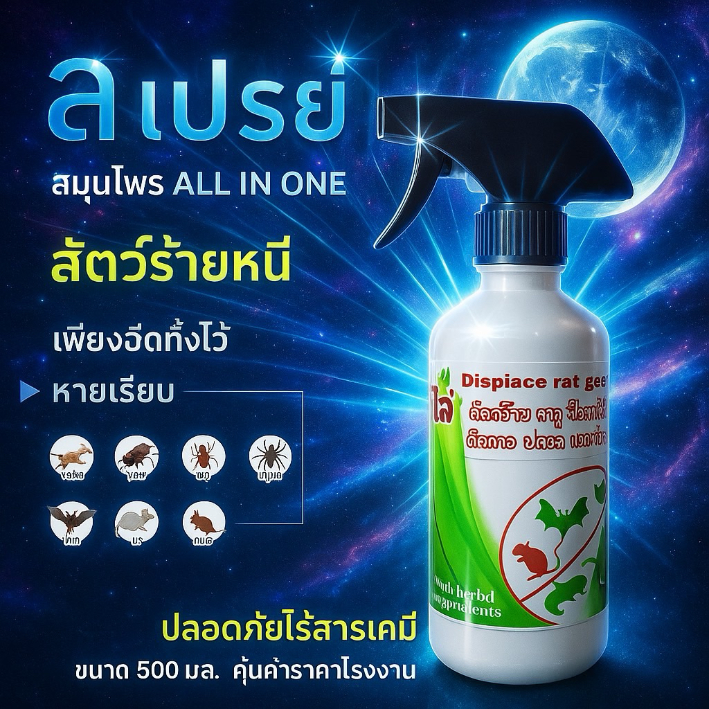 ไล่นก ไล่หนู จิ้งจก มด แมลงสาบ (MG-500) แมลงวัน-หวี่ ผึ้ง แตน All in on สเปรย์​ออแกนิค