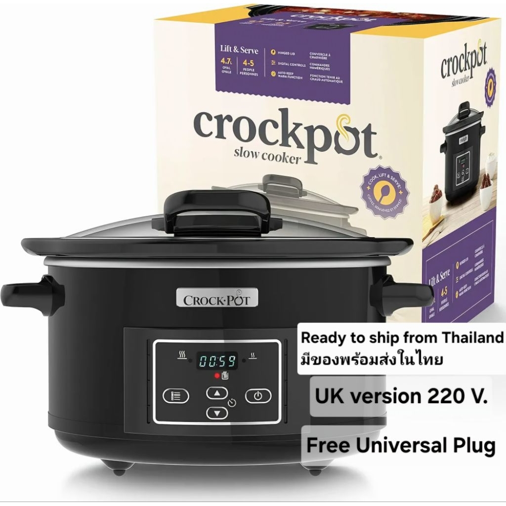พร้อมส่งในไทย 🔥Original Crock-Pot Slow Cooker | หม้อสโลว์คุกเกอร์ Crock Pot (5L, 220V) + Free Univer