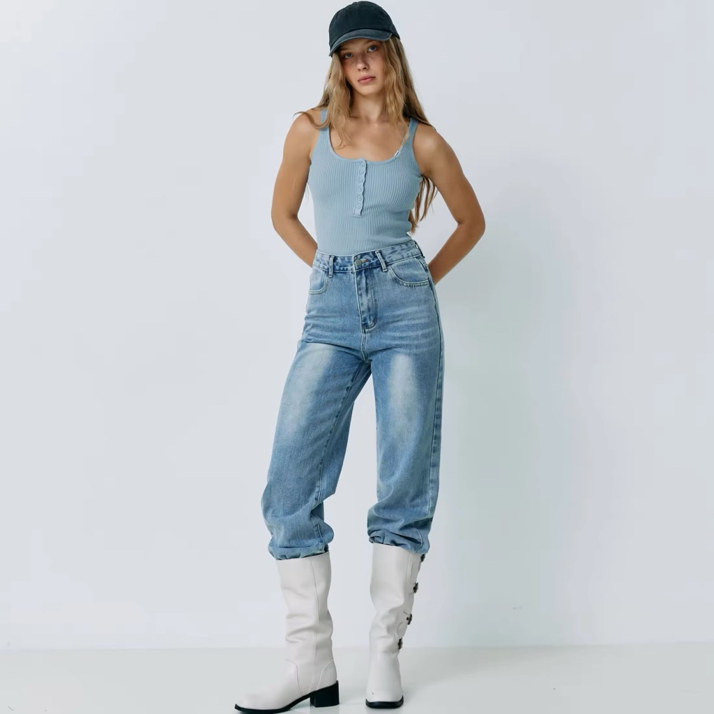 [ส่งต่อ] Sasiwan Brand Sp Jeans - Straight Leg Jeans Size M สี light blue