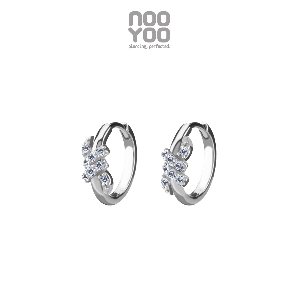 NooYoo ต่างหูสำหรับผิวแพ้ง่าย  Karina Knot Hoops Surgical Steel