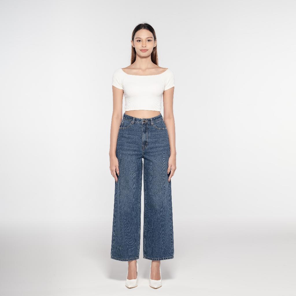 กางเกงยีนส์รุ่น 68N18 ทรงกระบอก สีเข้ม Classic แมทช์ง่าย ใส่แล้วดูเพรียว ขายาว ผ้าระบายอากาศได้ดีไม่อับชื้น