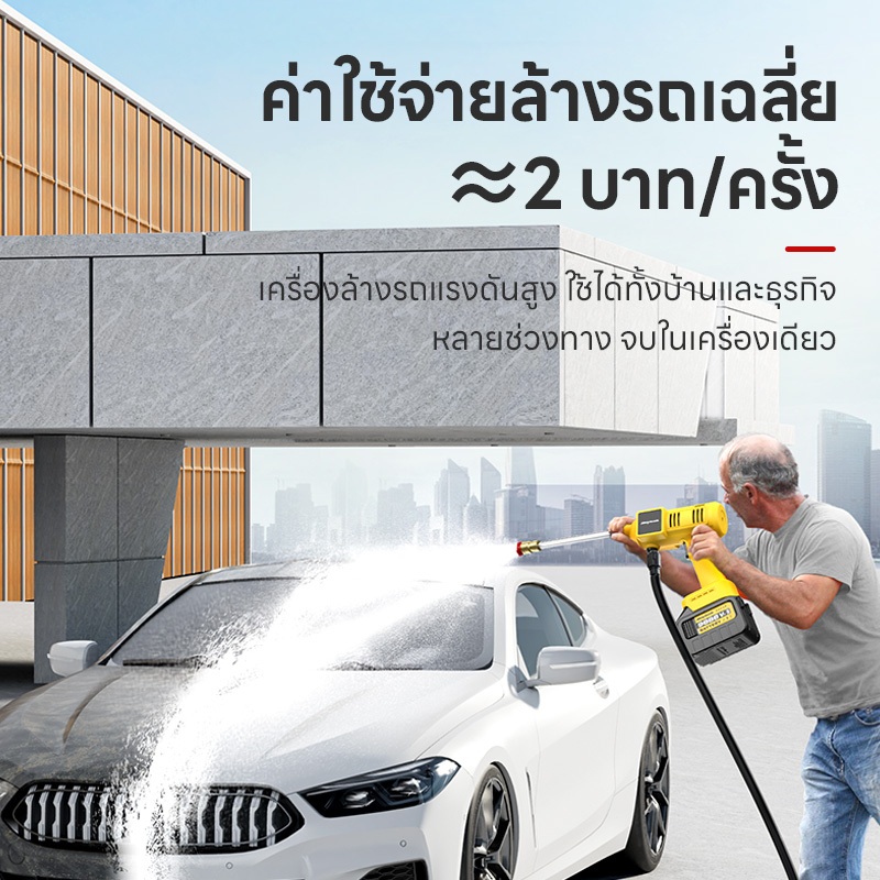 เครื่องล้างรถ ปืนฉีดน้ำแรงดันสูง ไร้สาย กำลังแรง ใช้งานนาน เหมาะสำหรับทำความสะอาดยานพาหนะทุกประเภท - รูปที่ 4