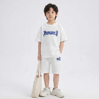 2-15 ปี เสื้อผ้าเด็กผู้ชาย เซ็ต 2 ชิ้น เสื้อ+กางเกงขาสั้นสไตล์เกาหลี ใส่สบาย สําหรับเด็กผู้ชาย
