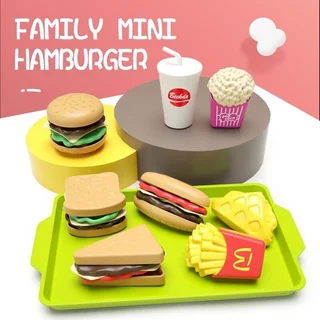 JoyToys 27 แพ็คเด็กเบอร์เกอร์แกล้งทำอาหาร มินิครัวอาหารปลอมของเล่น