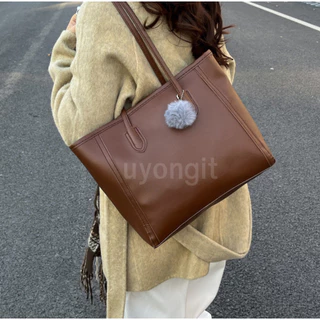 Uyongit กระเป๋าสะพายไหล่ หนังPU สีเรียบ มีให้เลือก 4สี แฟชั่น สไตล์เกาหลี มีพวงกุญแจให้ สำหรับคุณผู้หญิง B-885