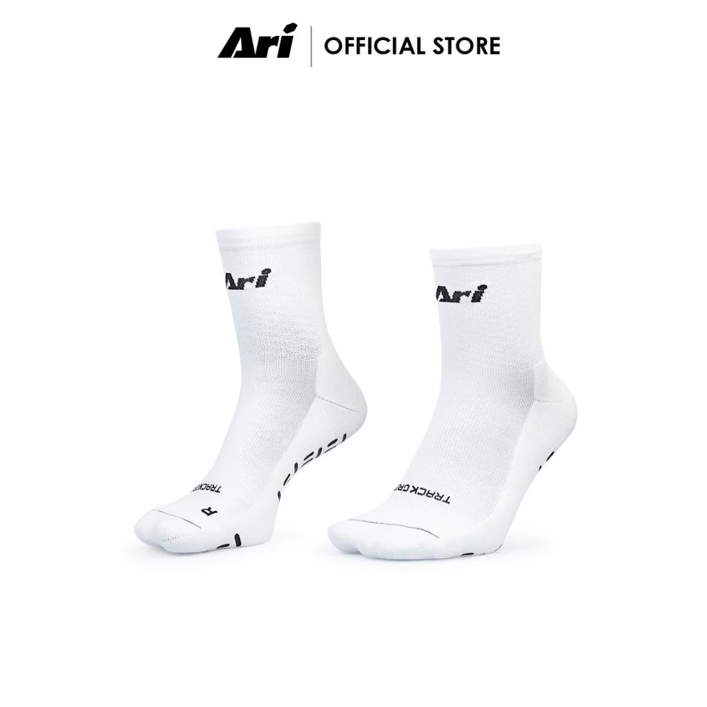 ARI ELITE TRACK GRIP RUNNING SOCKS - WHITE (AHW1669-02) ถุงเท้าวิ่ง อาริ ELITE TRACK GRIP สีขาว